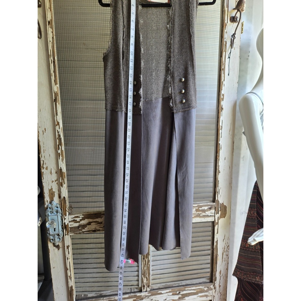 Vocal USA Long Lace & Microsuede Duster Vest Boho Hippie Gothic Sz. Medium